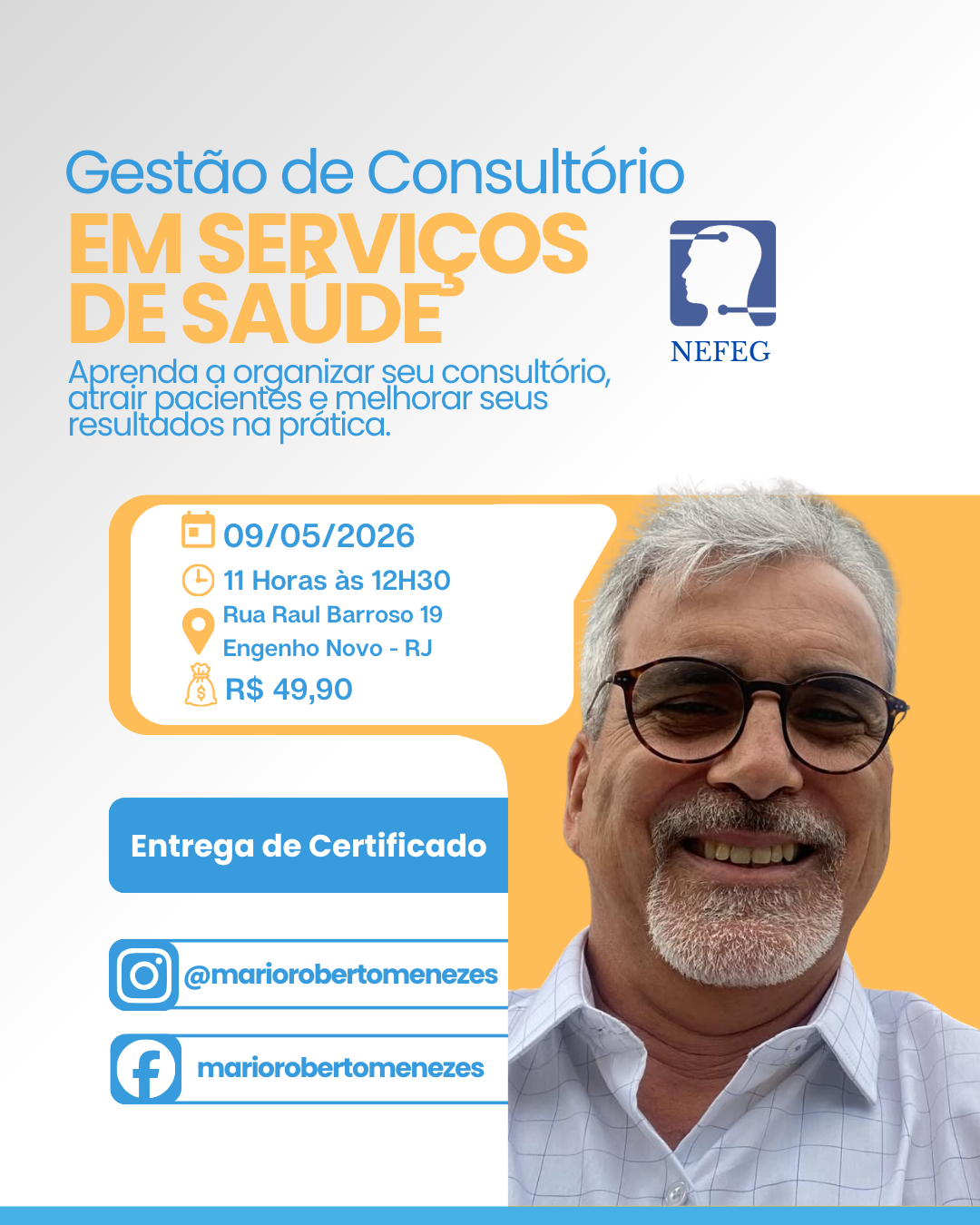 Retrato para instragram para curso profissionalizante corporativo azul e laranja Retrato para instragram para curso profissionalizante corporativo azul e laranja